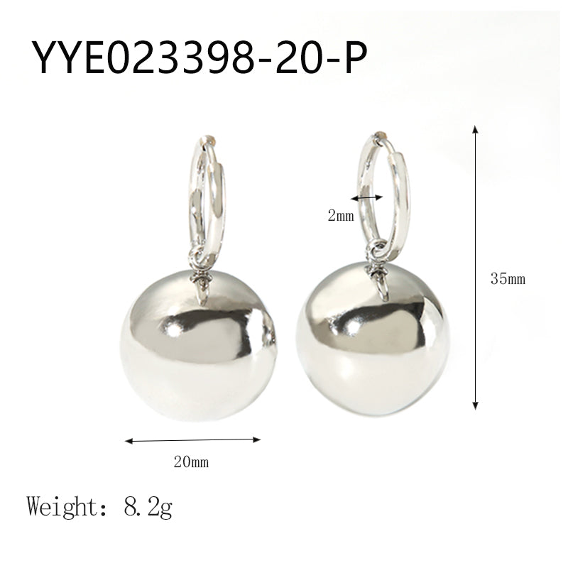 1 Pair Ig Style Simple Style Ball Polishing Plating Stainless Steel 18k Gold Plated Drop Earrings