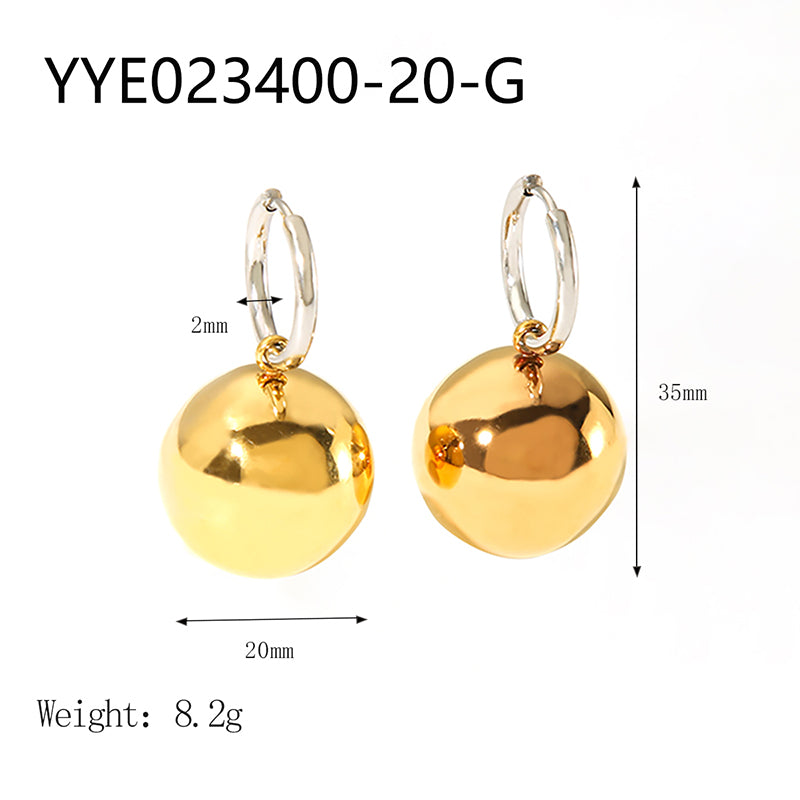 1 Pair Ig Style Simple Style Ball Polishing Plating Stainless Steel 18k Gold Plated Drop Earrings