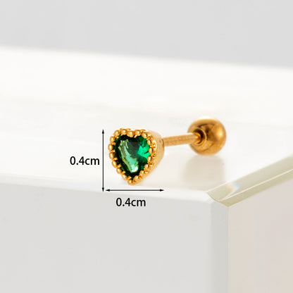 Simple Style Heart Plating Metal Artificial Gemstones Earrings Ear Studs