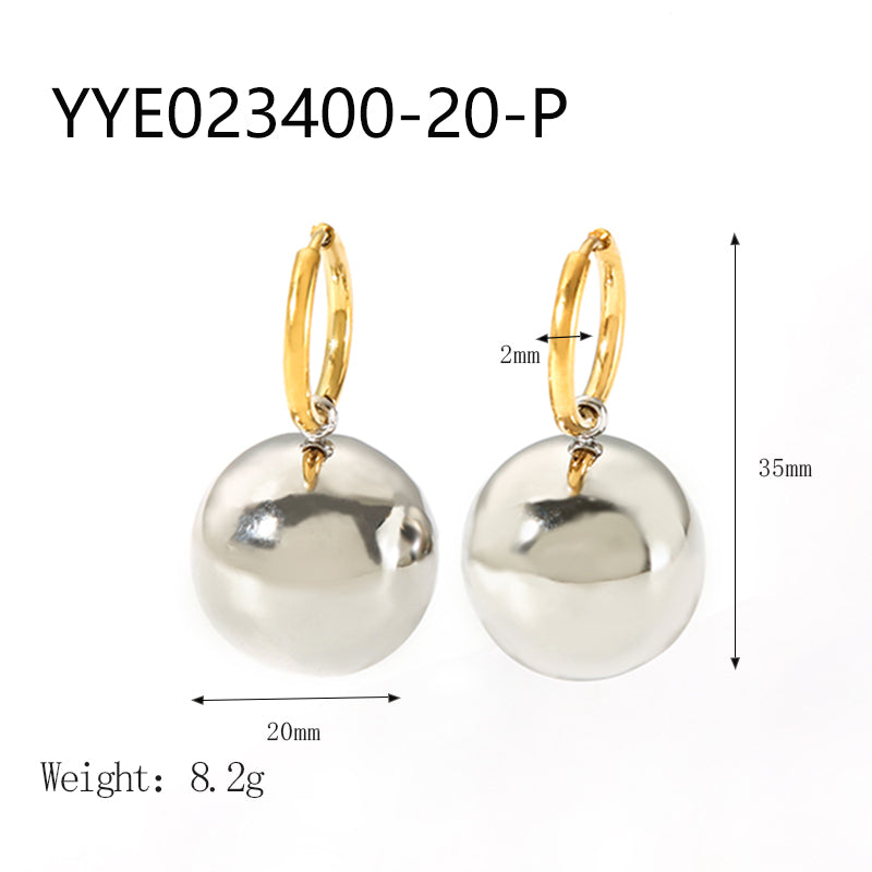 1 Pair Ig Style Simple Style Ball Polishing Plating Stainless Steel 18k Gold Plated Drop Earrings