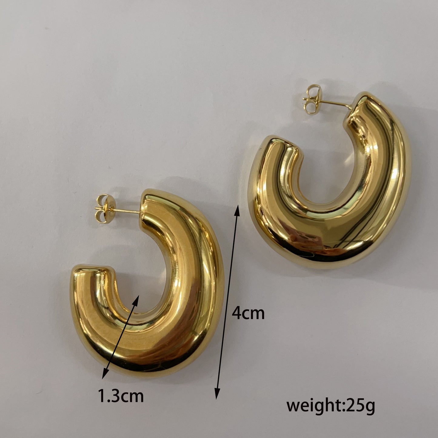 1 Pair Vintage Style Artistic C Shape Plating Stainless Steel 14k Gold Plated Ear Studs