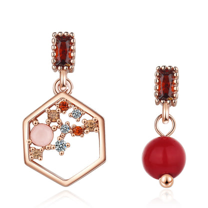 1 Pair Simple Style Geometric Plating Inlay Copper Zircon Rose Gold Plated Drop Earrings