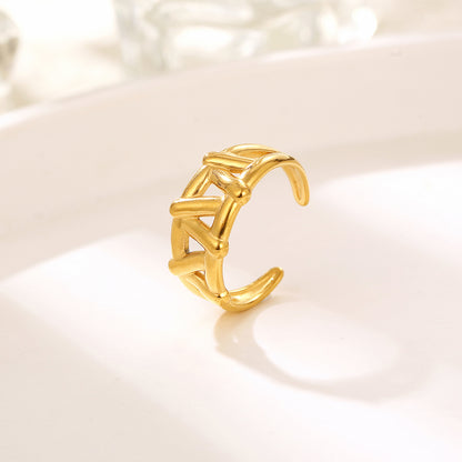 French Style Simple Style Irregular Lattice Heart Shape Stainless Steel Plating Hollow Out 18k Gold Plated Rings