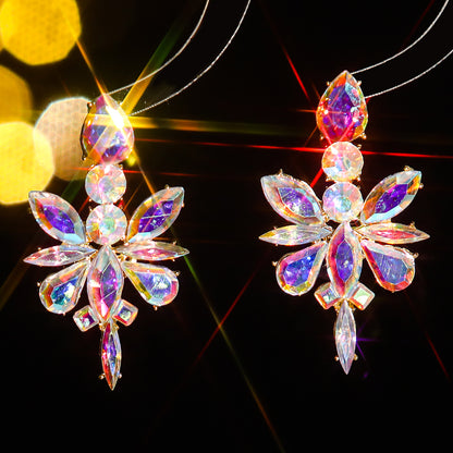 1 Pair Elegant Geometric Inlay Alloy Rhinestones Zircon Drop Earrings