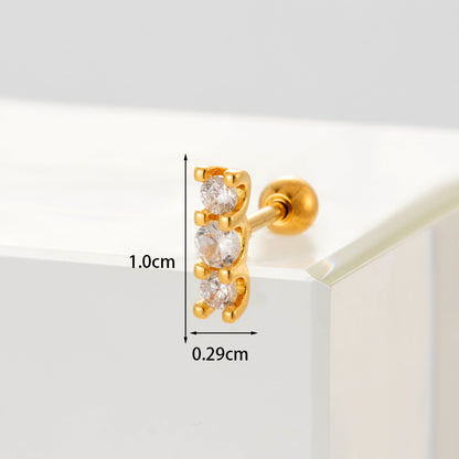 Fashion Geometric Plating Metal Artificial Gemstones Earrings Ear Studs