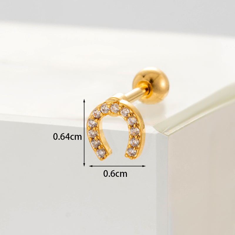 Fashion Geometric Plating Metal Artificial Gemstones Earrings Ear Studs