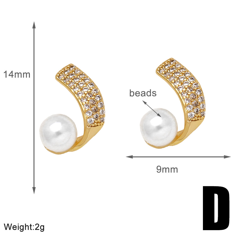 1 Pair Simple Style Star Petal Bee Plating Inlay Copper Zircon 18k Gold Plated Ear Studs