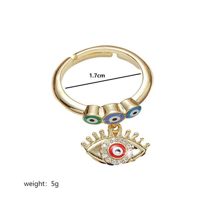 Wholesale Elegant Nordic Style Simple Style Devil's Eye Heart Shape Owl Copper Polishing Inlay 18K Gold Plated Zircon Charm Rings Open Rings