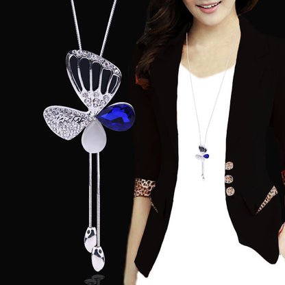 Elegant Glam Butterfly Alloy Copper Plating Inlay Artificial Rhinestones Women's Sweater Chain