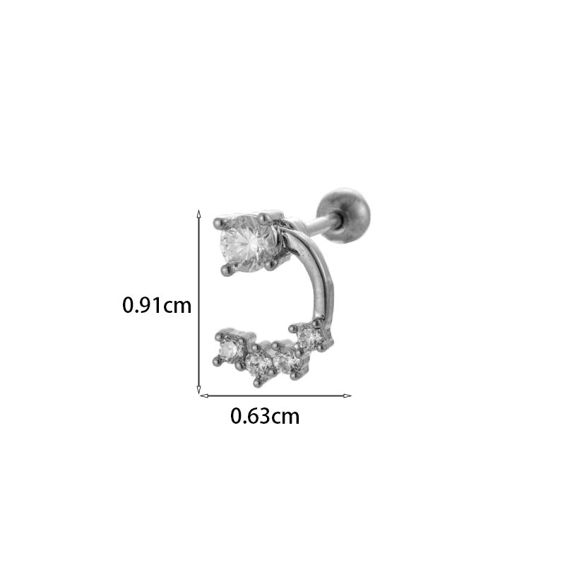 Gooddiy Wholesale Jewelry New Style Thin Rod Stainless Steel Screw Ball Stud Earrings