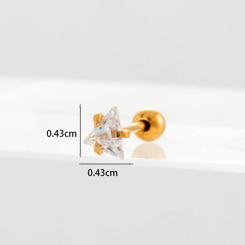 Gooddiy Wholesale Jewelry New Style Thin Rod Stainless Steel Screw Ball Stud Earrings