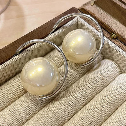 1 Pair Simple Style C Shape Plating Imitation Pearl Gold Plated Ear Studs