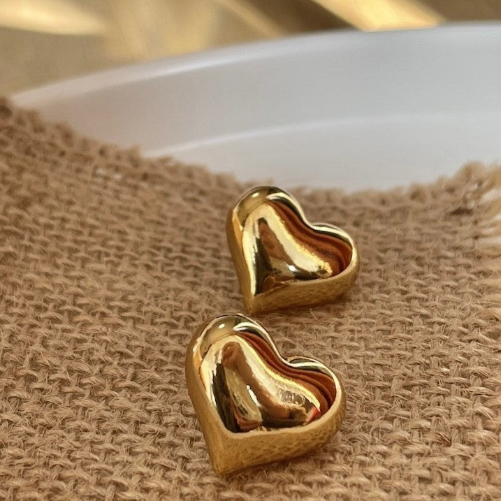 1 Pair Ig Style Simple Style Heart Shape Plating Copper Ear Studs