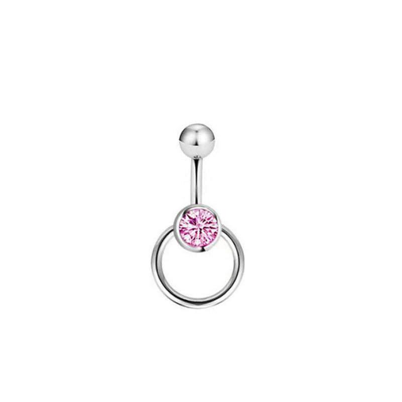 Simple Style Round Stainless Steel Zircon Belly Ring In Bulk