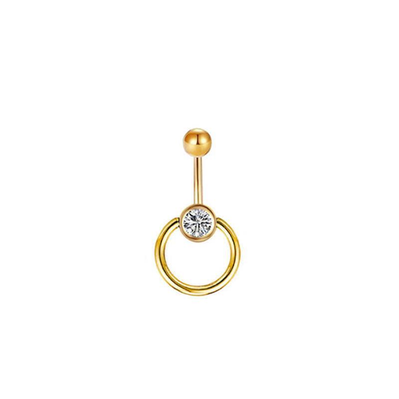 Simple Style Round Stainless Steel Zircon Belly Ring In Bulk