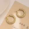 1 Pair Simple Style Round Titanium Steel Earrings