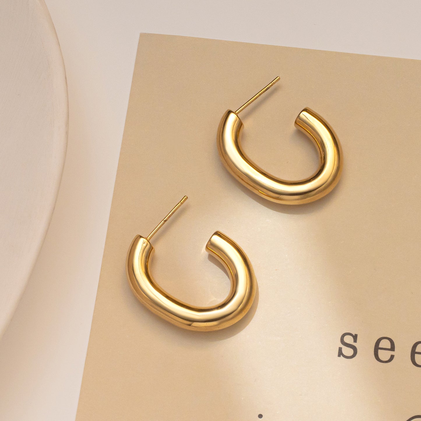 1 Pair Simple Style Round Titanium Steel Earrings