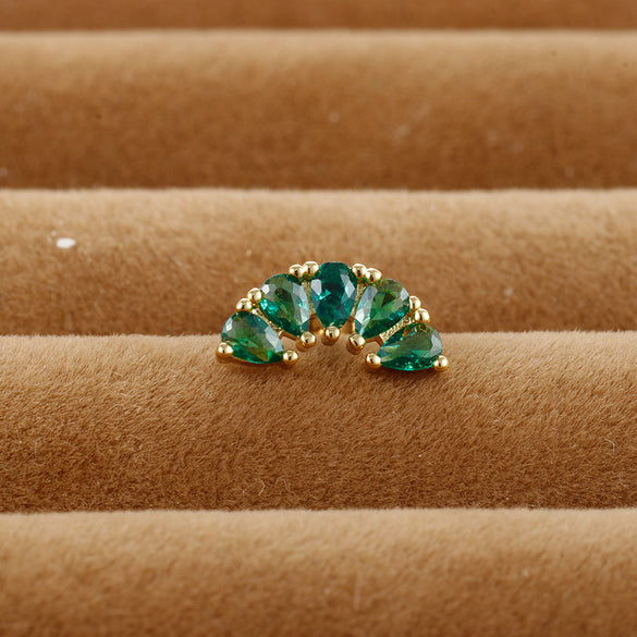 1 Piece Shiny Round Carrot Flower Plating Inlay Stainless Steel Zircon Cartilage Earrings