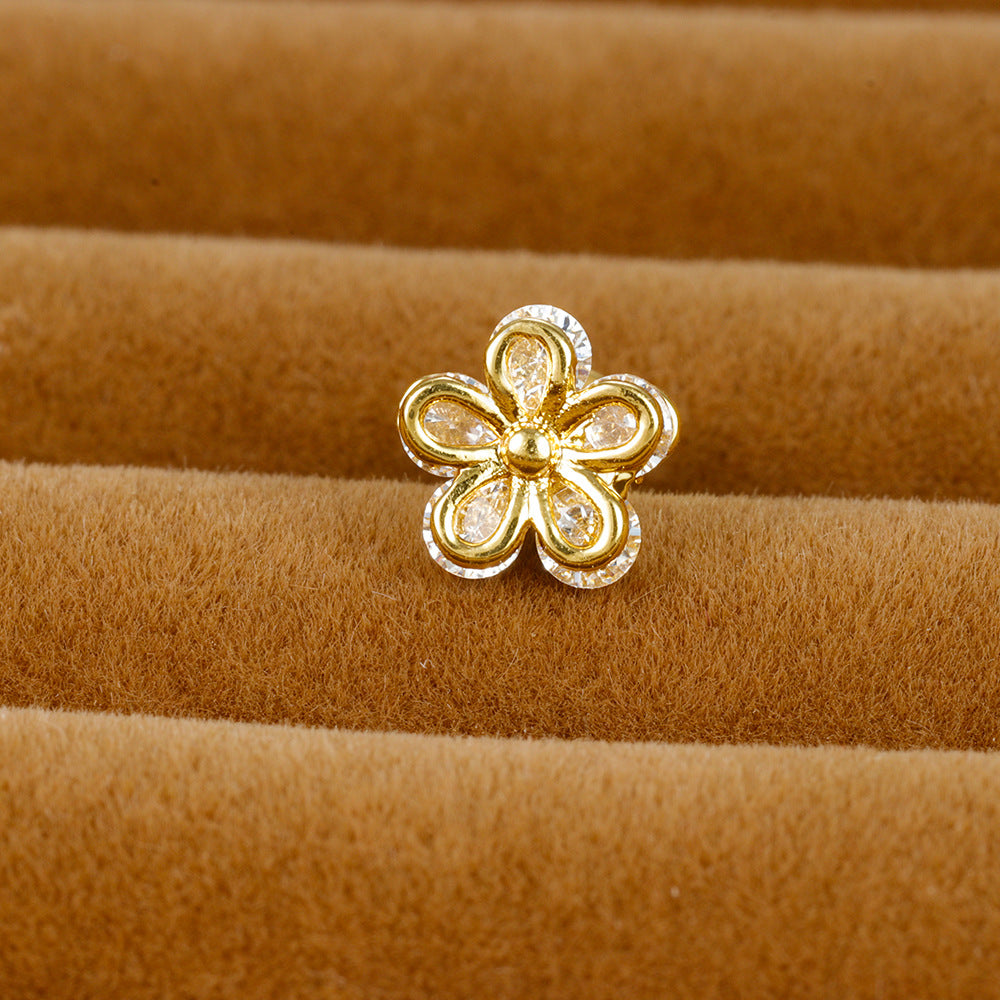 1 Piece Ig Style Simple Style Star Heart Shape Flower Plating Inlay Stainless Steel Zircon Ear Studs