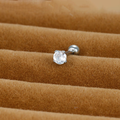 1 Piece Shiny Round Plating Inlay Stainless Steel Zircon Ear Studs