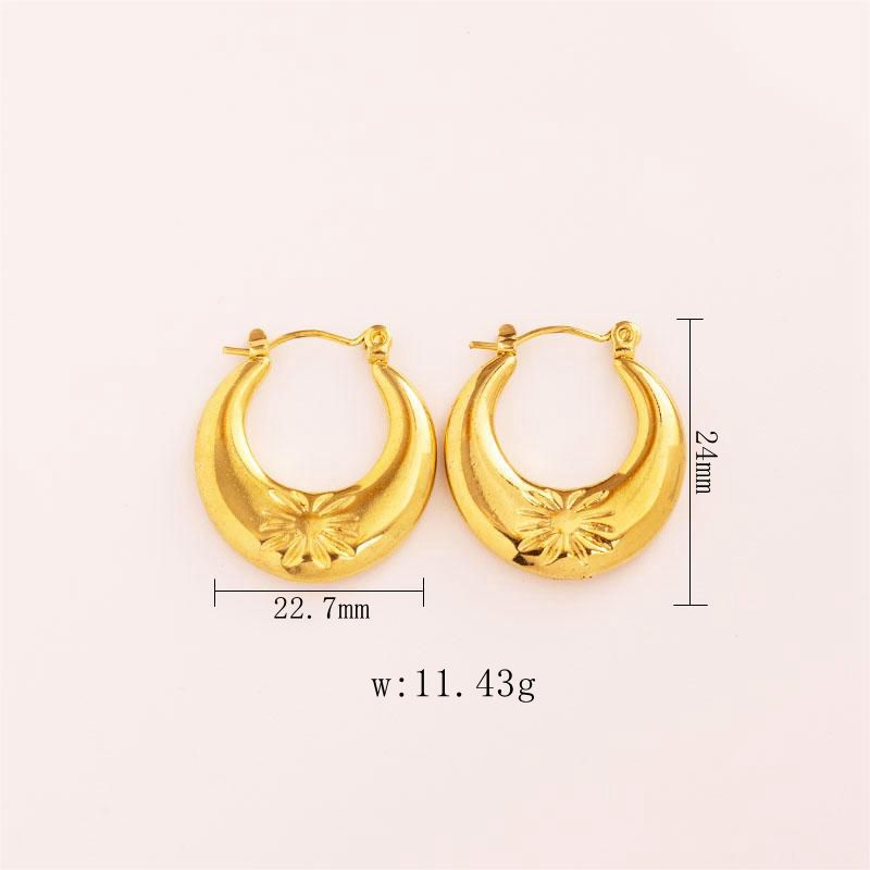 1 Pair Vintage Style U Shape Geometric Heart Shape Plating Stainless Steel Hoop Earrings