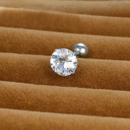 1 Piece Shiny Round Plating Inlay Stainless Steel Zircon Ear Studs