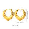 1 Pair Vintage Style U Shape Geometric Heart Shape Plating Stainless Steel Hoop Earrings