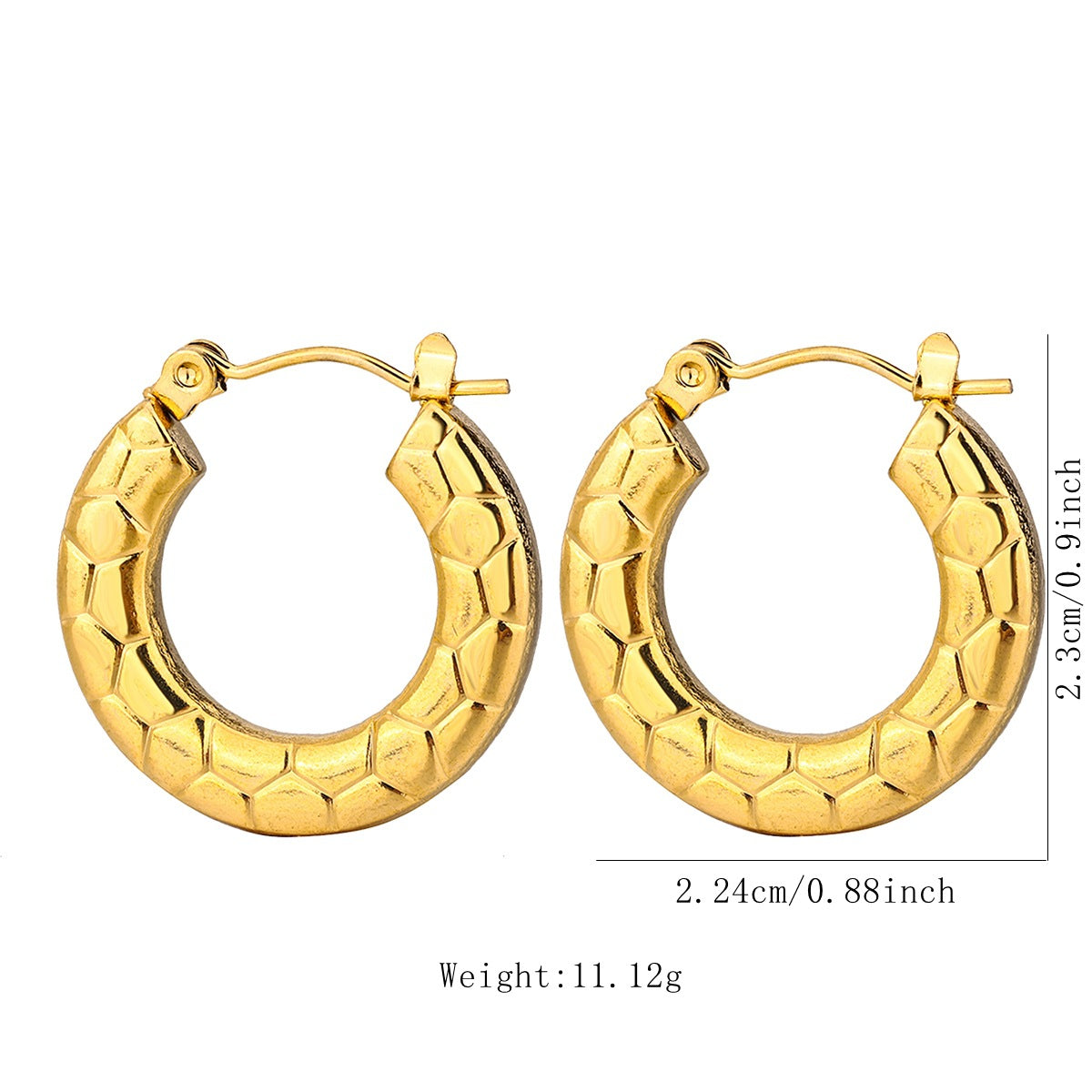 1 Pair Vintage Style U Shape Geometric Heart Shape Plating Stainless Steel Hoop Earrings