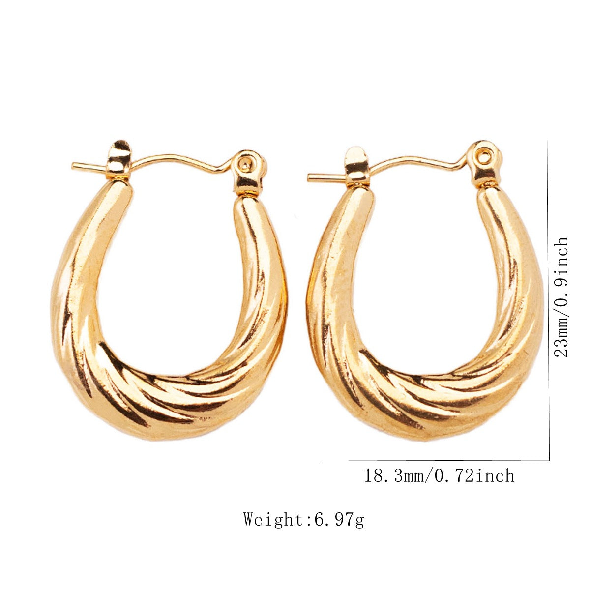 1 Pair Vintage Style U Shape Geometric Heart Shape Plating Stainless Steel Hoop Earrings