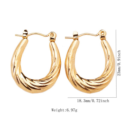 1 Pair Vintage Style U Shape Geometric Heart Shape Plating Stainless Steel Hoop Earrings