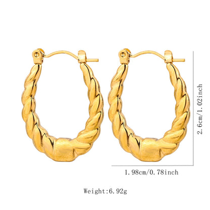 1 Pair Vintage Style U Shape Geometric Heart Shape Plating Stainless Steel Hoop Earrings