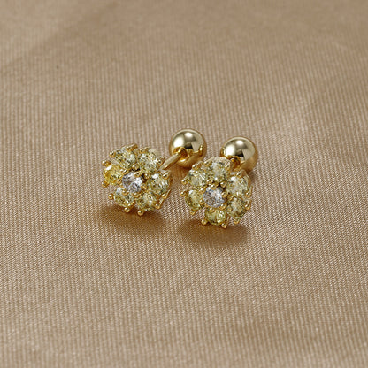 1 Pair Sweet Flower Plating Inlay Stainless Steel Zircon Ear Studs