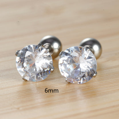 1 Pair Simple Style Round Plating Inlay Stainless Steel Zircon Ear Studs