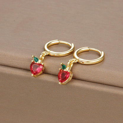 1 Pair Ig Style Shiny Fruit Inlay Copper Zircon Drop Earrings