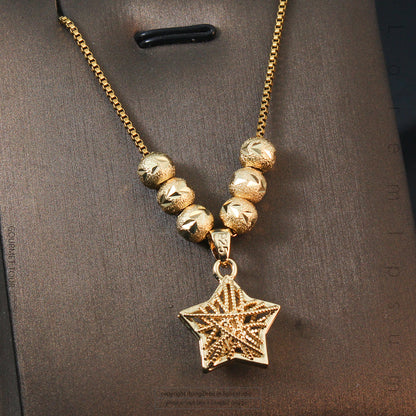 Simple Style Star Copper Plating Hollow Out Pendant Necklace