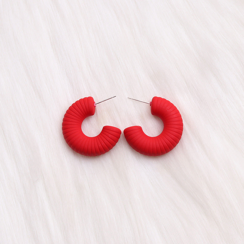 1 Pair Streetwear C Shape Spray Paint Arylic Ear Studs