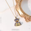 Cute Bear Titanium Steel Copper Plating Inlay Zircon Pendant Necklace