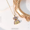 Cute Bear Titanium Steel Copper Plating Inlay Zircon Pendant Necklace