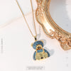 Cute Bear Titanium Steel Copper Plating Inlay Zircon Pendant Necklace