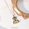 Cute Bear Titanium Steel Copper Plating Inlay Zircon Pendant Necklace