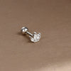 1 Piece Simple Style Shiny Moon Heart Shape Flower Plating Inlay Stainless Steel Zircon Ear Studs