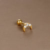 1 Piece Simple Style Shiny Moon Heart Shape Flower Plating Inlay Stainless Steel Zircon Ear Studs