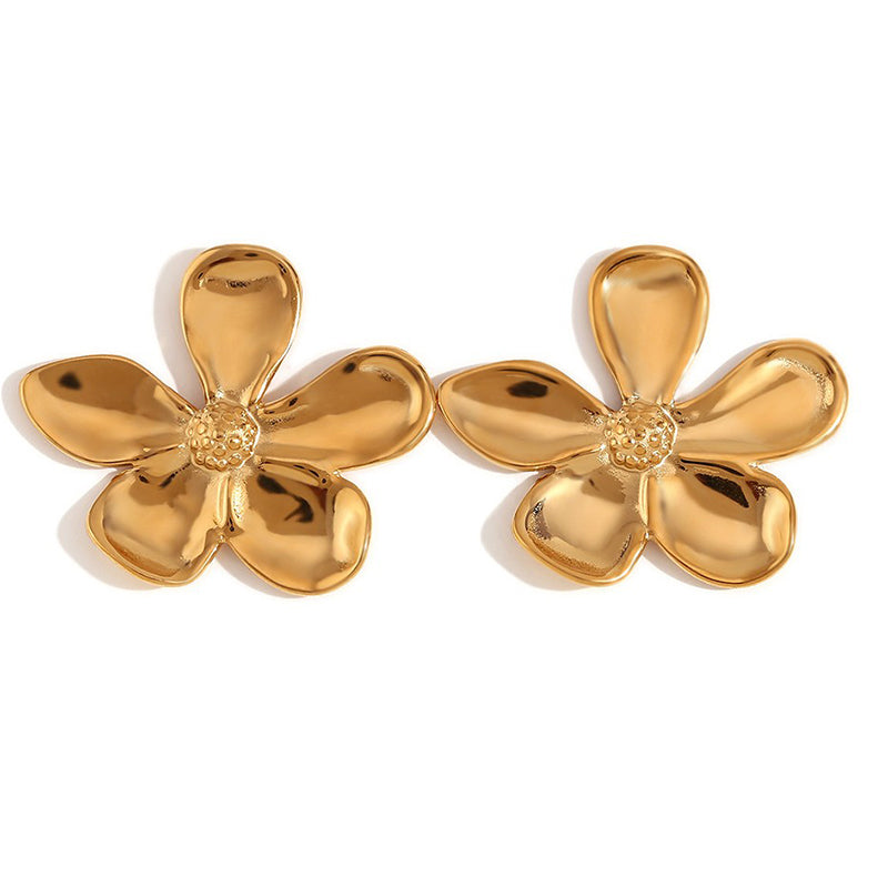 1 Pair Casual Vacation Classic Style Flower Plating Stainless Steel Gold Plated Ear Studs