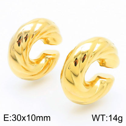 1 Pair Vintage Style U Shape Geometric Plating Titanium Steel 18K Gold Plated Ear Cuffs