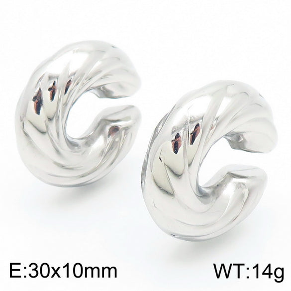 1 Pair Vintage Style U Shape Geometric Plating Titanium Steel 18K Gold Plated Ear Cuffs