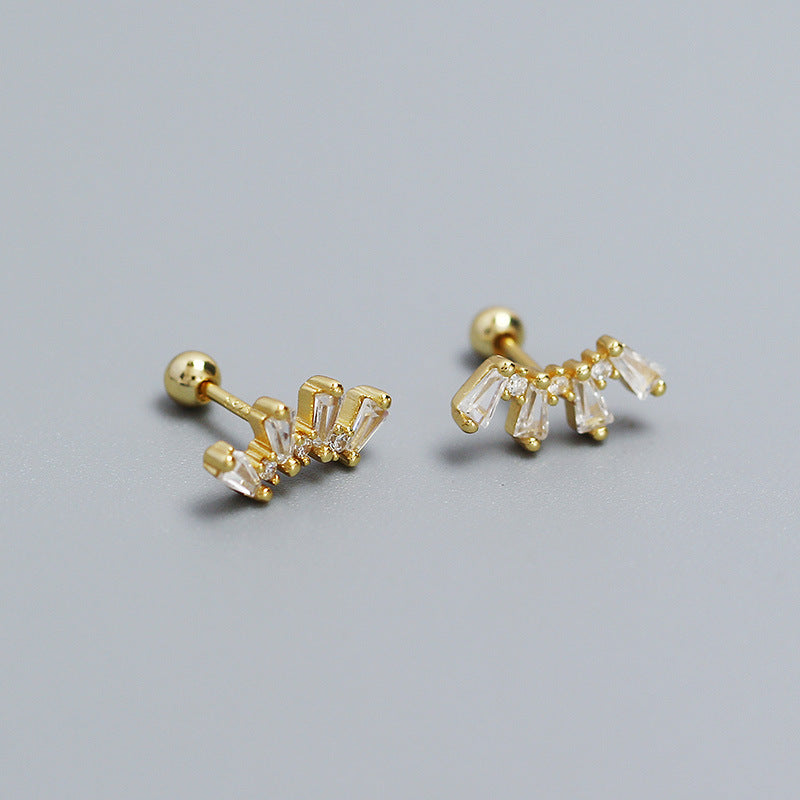 1 Pair Casual Solid Color Plating Inlay Sterling Silver Zircon Ear Studs