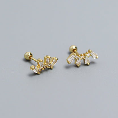 1 Pair Casual Solid Color Plating Inlay Sterling Silver Zircon Ear Studs