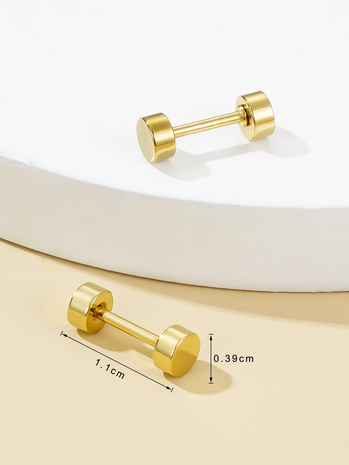 1 Pair Classic Style Round Dots Plating Stainless Steel 18k Gold Plated Ear Studs