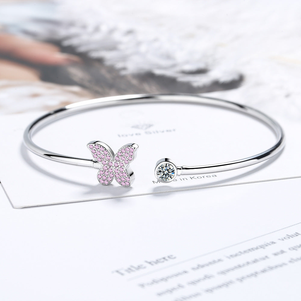 Ig Style Heart Shape Dragonfly Butterfly Copper Rhinestones Bangle