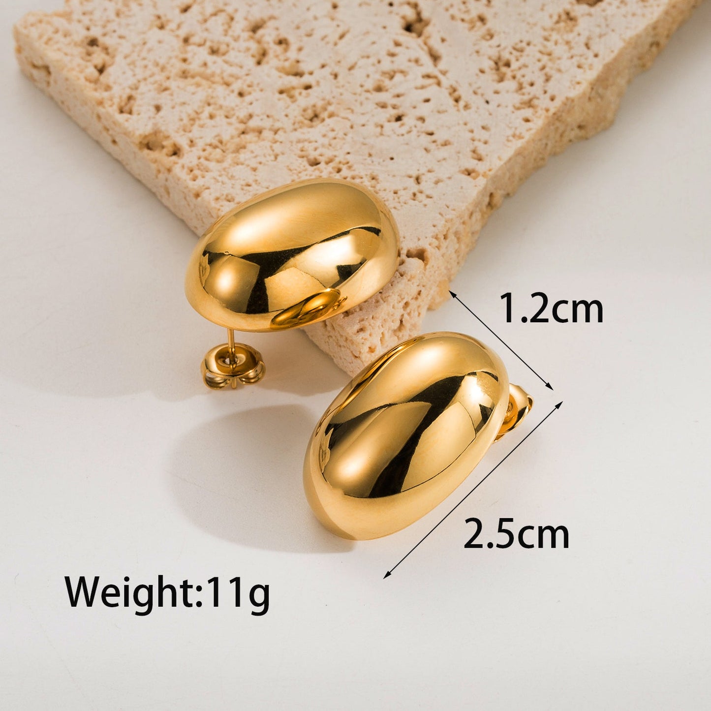 1 Pair Vintage Style Simple Style Round Plating Three-dimensional Stainless Steel 14k Gold Plated Ear Studs